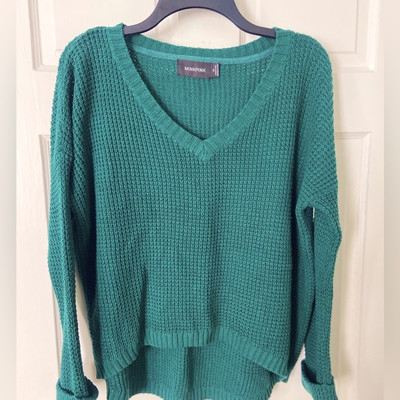 MINKPINK  Revolve Forest green XS hi-low sweater. GUC - Picture 1 of 4